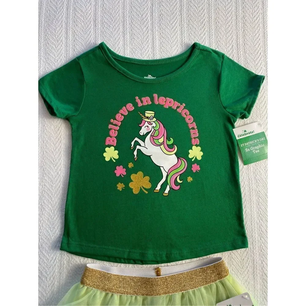 CELEBRATE GIRLS 18M ST. PATRICK’S “BELIEVE IN LEPREICORNS” 2 PIECE SET